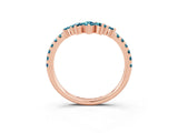 Rose gold Chevron Marquise and Round Blue Topaz Open Band with Prong Setting_9