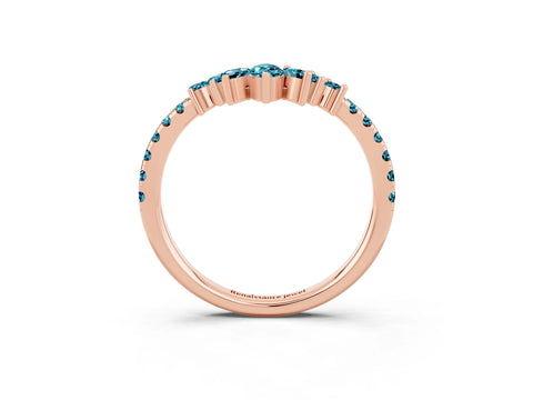 Rose gold Chevron Marquise and Round Blue Topaz Open Band with Prong Setting_9