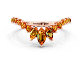 Rose gold Chevron Marquise and Round Citrine Open Band with Prong Setting_6