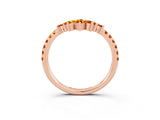 Rose gold Chevron Marquise and Round Citrine Open Band with Prong Setting_9