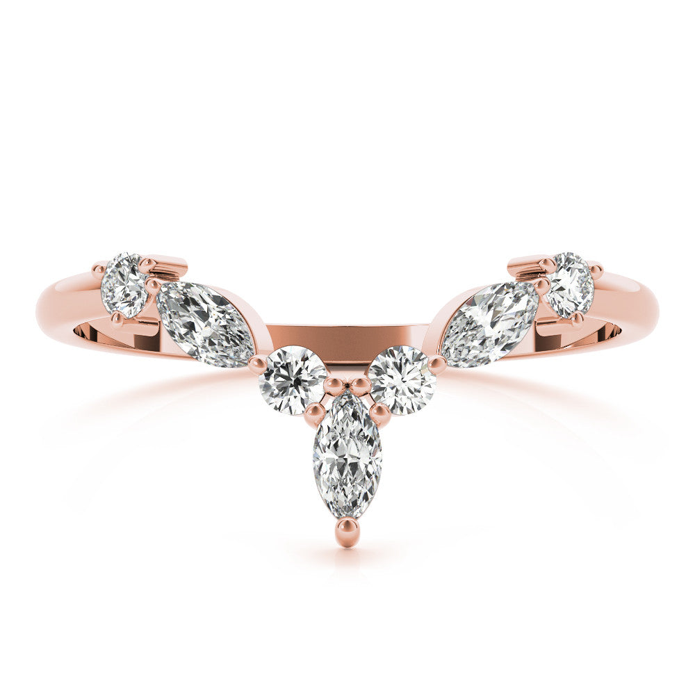 Rose gold Chevron Marquise and Round Diamond Open Band with Prong Setting 1