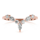 14K Rose Gold Chevron Marquise and Round Diamond Open Band with Prong Setting