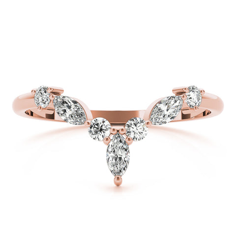 Rose gold Chevron Marquise and Round Diamond Open Band with Prong Setting 1