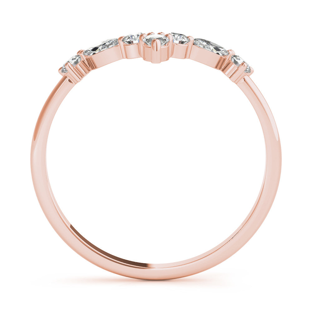 Rose gold Chevron Marquise and Round Diamond Open Band with Prong Setting 2