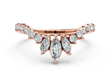 Rose gold Chevron Marquise and Round Diamond Open Band with Prong Setting_54