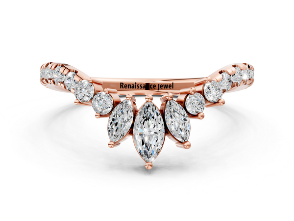 Rose gold Chevron Marquise and Round Diamond Open Band with Prong Setting