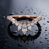 Rose gold Chevron Marquise and Round Diamond Open Band with Prong Setting_82