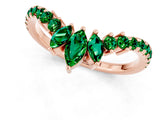 Rose gold Chevron Marquise and Round Emerald Open Band with Prong Setting_7
