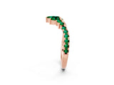Rose gold Chevron Marquise and Round Emerald Open Band with Prong Setting_8