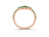 Rose gold Chevron Marquise and Round Emerald Open Band with Prong Setting_9