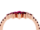 Rose gold Chevron Marquise and Round Garnet Open Band with Prong Setting_10