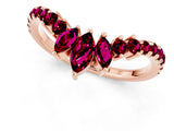 Rose gold Chevron Marquise and Round Garnet Open Band with Prong Setting_7