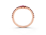 Rose gold Chevron Marquise and Round Garnet Open Band with Prong Setting_9