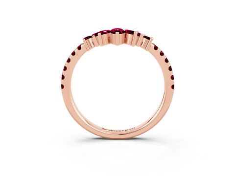 Rose gold Chevron Marquise and Round Garnet Open Band with Prong Setting_9
