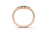Rose gold Chevron Marquise and Round Green Sapphire Open Band with Prong Setting_9