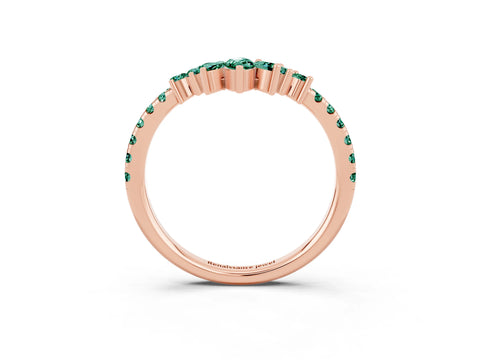 Rose gold Chevron Marquise and Round Green Sapphire Open Band with Prong Setting_9