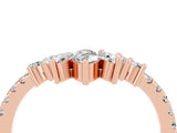 Rose gold Chevron Marquise and Round Moissanite Open Band with Prong Setting_10
