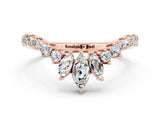 Rose gold Chevron Marquise and Round Moissanite Open Band with Prong Setting_6