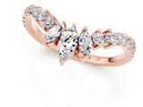Rose gold Chevron Marquise and Round Moissanite Open Band with Prong Setting_7