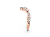 Rose gold Chevron Marquise and Round Moissanite Open Band with Prong Setting_8