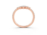 Rose gold Chevron Marquise and Round Moissanite Open Band with Prong Setting_9
