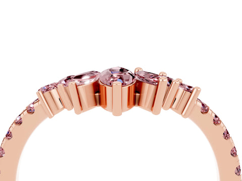Rose gold Chevron Marquise and Round Morganite Open Band with Prong Setting_10