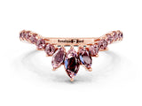 Rose gold Chevron Marquise and Round Morganite Open Band with Prong Setting_6