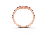 Rose gold Chevron Marquise and Round Morganite Open Band with Prong Setting_9