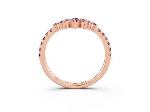 Rose gold Chevron Marquise and Round Morganite Open Band with Prong Setting_9