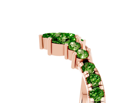 Rose gold Chevron Marquise and Round Peridot Open Band with Prong Setting_11