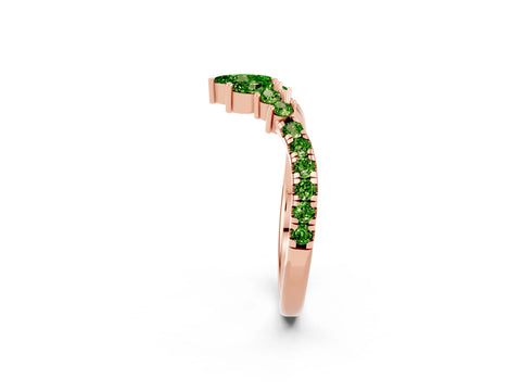 Rose gold Chevron Marquise and Round Peridot Open Band with Prong Setting_8
