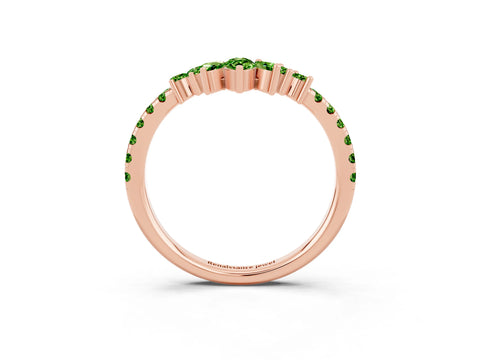 Rose gold Chevron Marquise and Round Peridot Open Band with Prong Setting_9