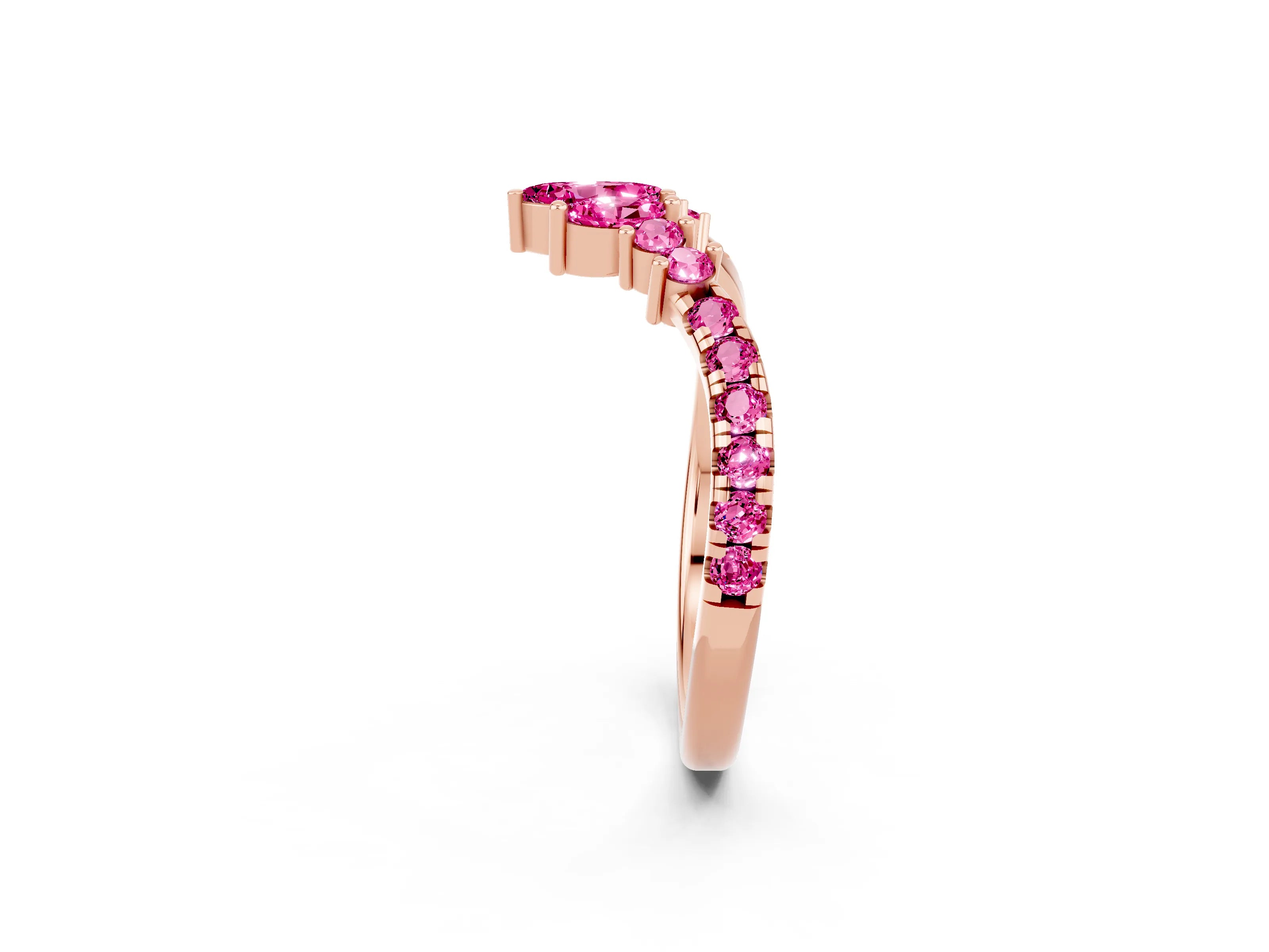 Rose gold Chevron Marquise and Round Pink Sapphire Open Band with Prong Setting_20