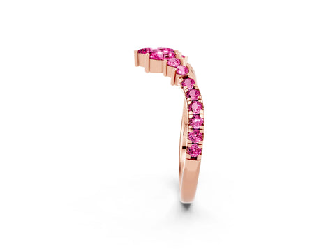 Rose gold Chevron Marquise and Round Pink Sapphire Open Band with Prong Setting_20