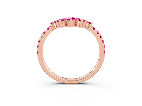 Rose gold Chevron Marquise and Round Pink Sapphire Open Band with Prong Setting_21