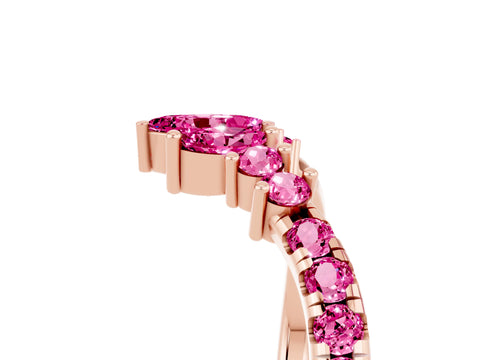 Rose gold Chevron Marquise and Round Pink Sapphire Open Band with Prong Setting_23