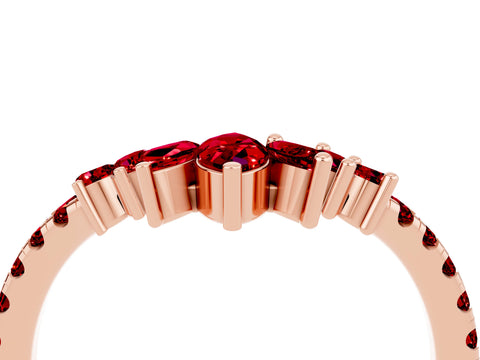 Rose gold Chevron Marquise and Round Ruby Open Band with Prong Setting_10