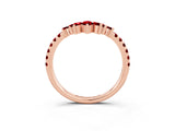 Rose gold Chevron Marquise and Round Ruby Open Band with Prong Setting_9