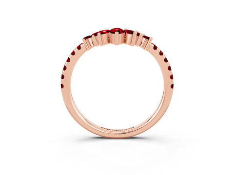 Rose gold Chevron Marquise and Round Ruby Open Band with Prong Setting_9