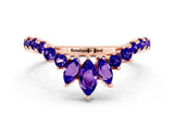Rose gold Chevron Marquise and Round Tanzanite Open Band with Prong Setting_6