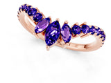 Rose gold Chevron Marquise and Round Tanzanite Open Band with Prong Setting_7