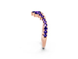 Rose gold Chevron Marquise and Round Tanzanite Open Band with Prong Setting_8