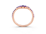 Rose gold Chevron Marquise and Round Tanzanite Open Band with Prong Setting_9
