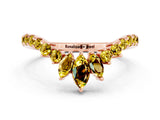 Rose gold Chevron Marquise and Round Yellow Sapphire Open Band with Prong Setting_18