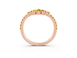 Rose gold Chevron Marquise and Round Yellow Sapphire Open Band with Prong Setting_21