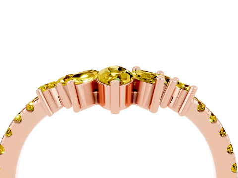 Rose gold Chevron Marquise and Round Yellow Sapphire Open Band with Prong Setting_22
