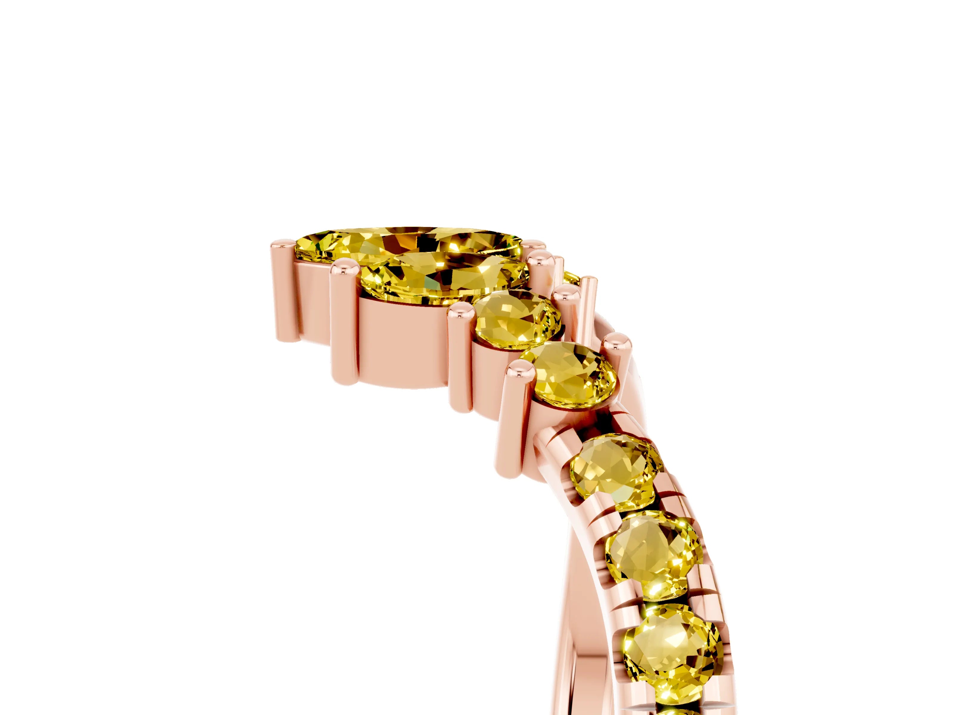 Rose gold Chevron Marquise and Round Yellow Sapphire Open Band with Prong Setting_23