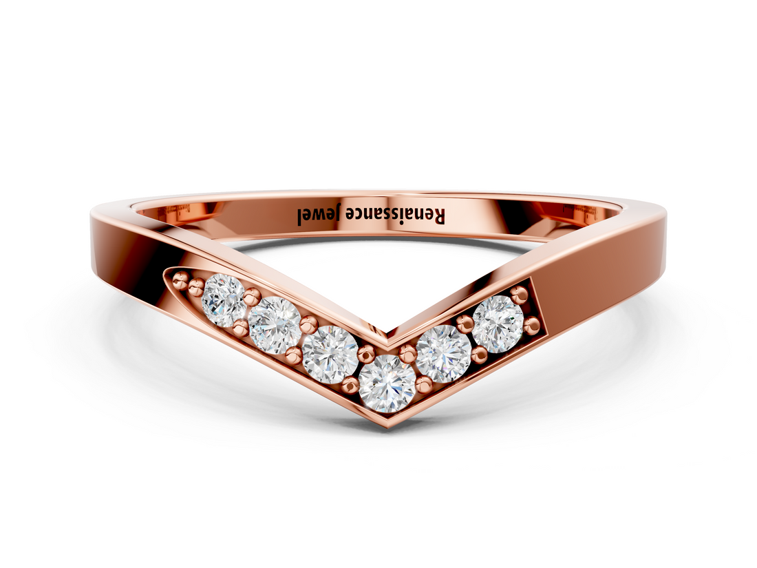 Rose gold Chevron Pavé Round Diamond Twist Band_19