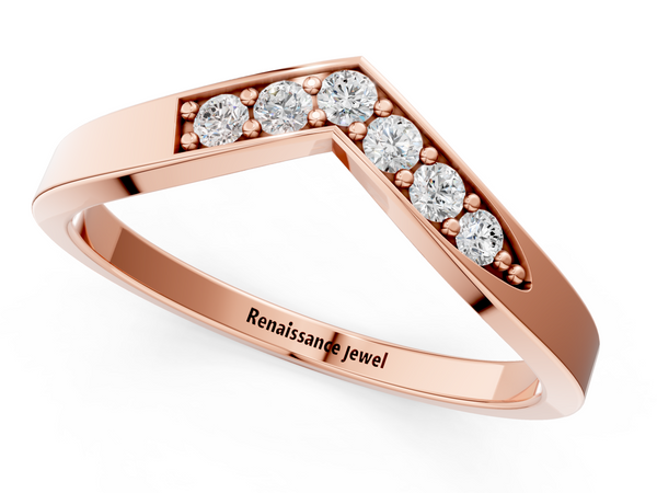 Rose gold Chevron Pavé Round Diamond Twist Band
