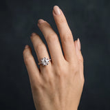 Rose gold Cluster Cushion Diamond Pavé Band Flower Prong Setting Ring_3